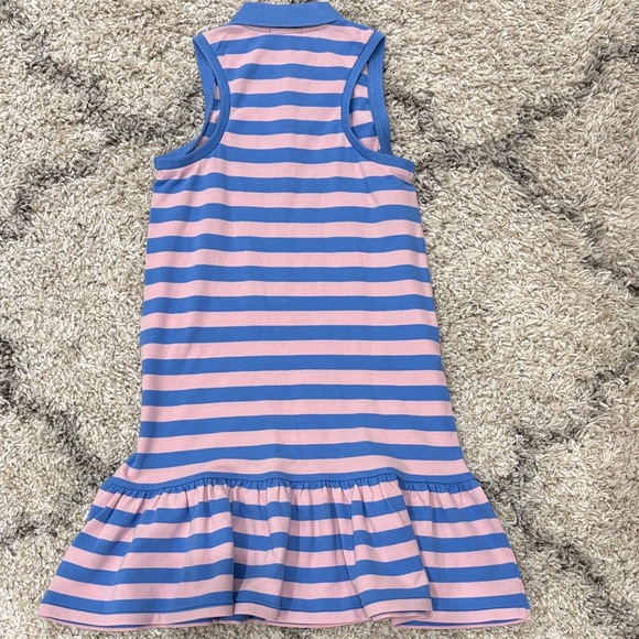 Ralph Lauren Girls Striped Stretch Mesh Polo Dress Drop Waist Blue Pink M NWOT - Picture 4 of 10